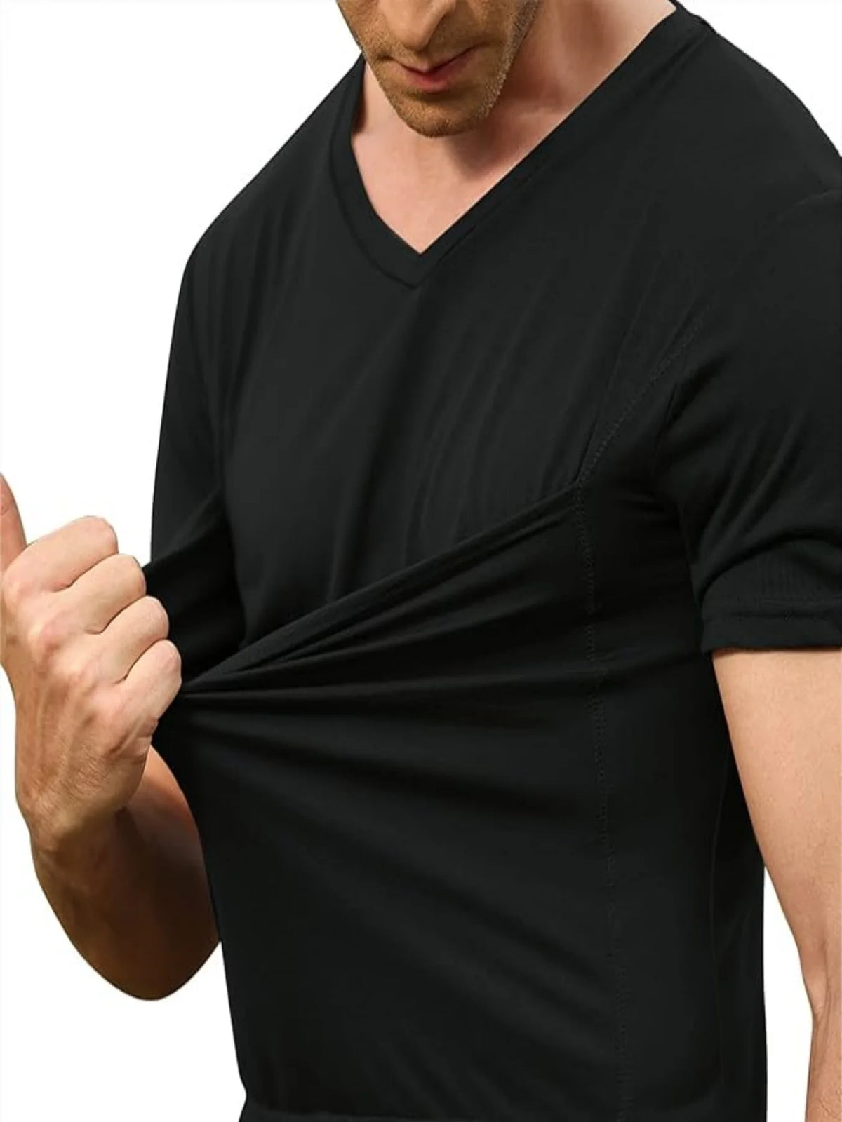Parent-Child Interaction Kangaroo Shirt for Men, Short-Sleeved, with Baby Carrier Pocket, Dad Style Casual T-Shirt
