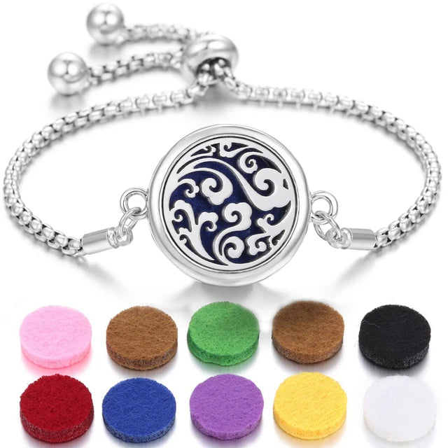 Stainless Steel Aromatherapy Diffuser Bracelet – Essential Oil Locket | Silver