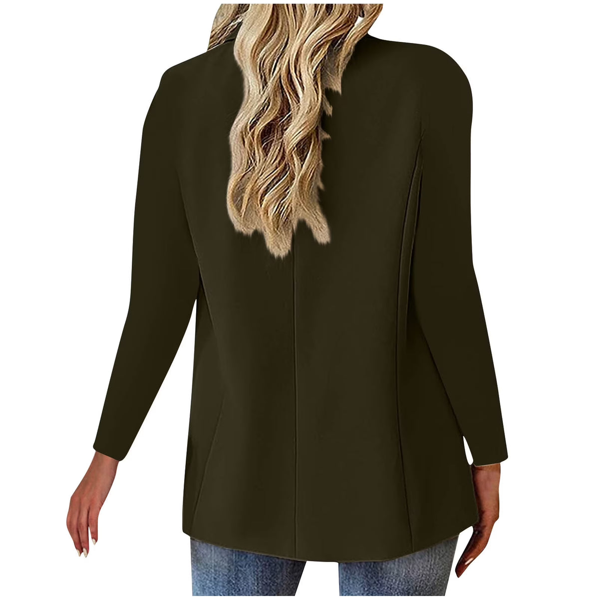 Suit Jackets for Women Business Casual Open Front Blazers Office Work Lightweight Coats Long Sleeve Cardigan, Army Green, XL