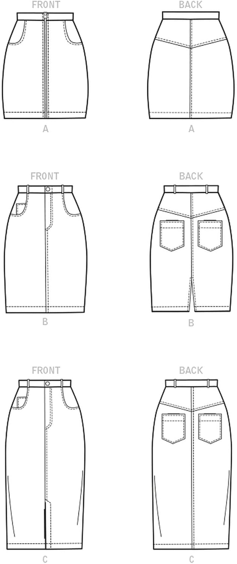 'S M8149B5 Misses' and Women'S 5-Pocket Pencil Skirt Sewing Patterns Kit, Design Code M8149, Sizes 8-16
