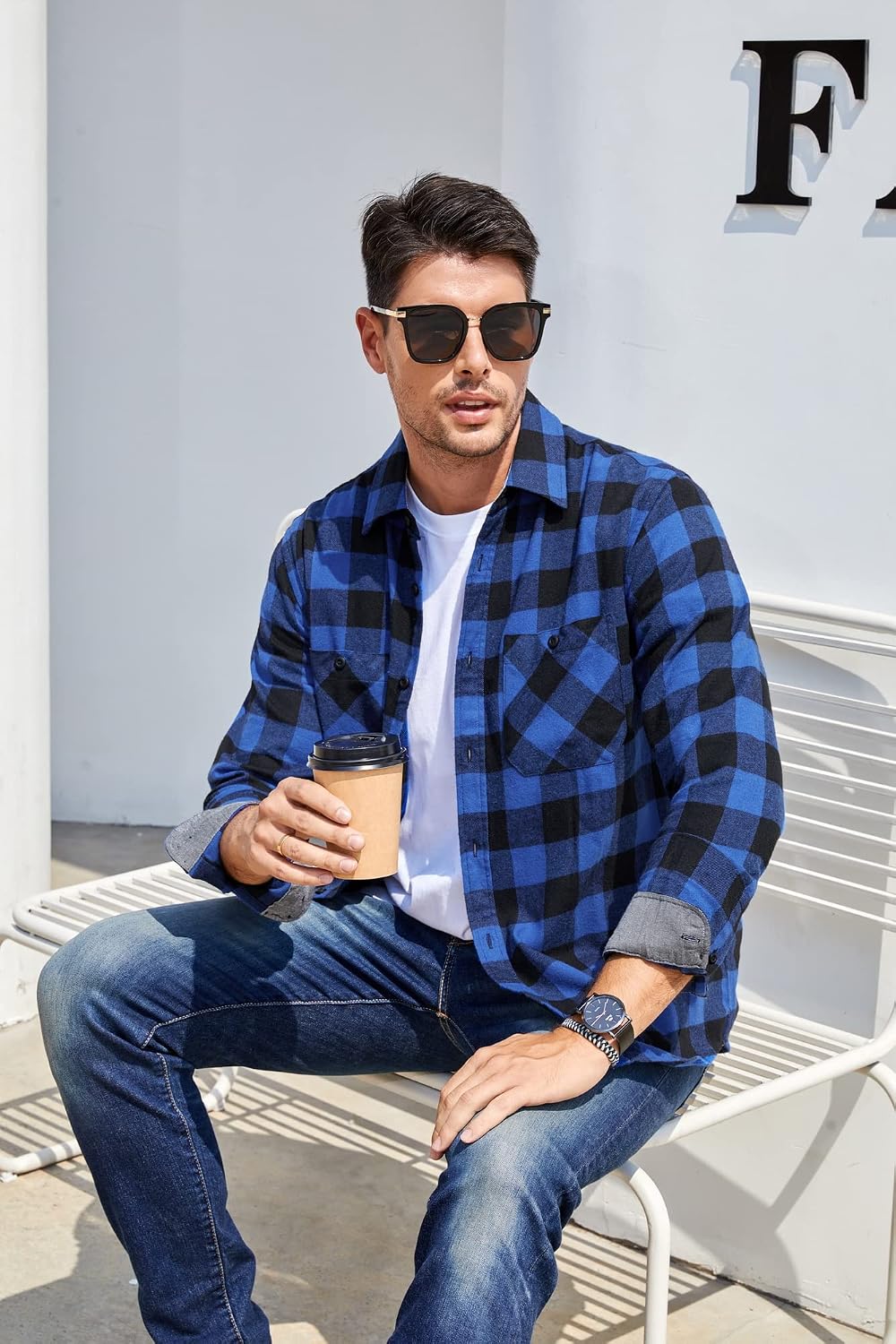Mens Button down Regular Fit Long Sleeve Casual Flannel Shirts
