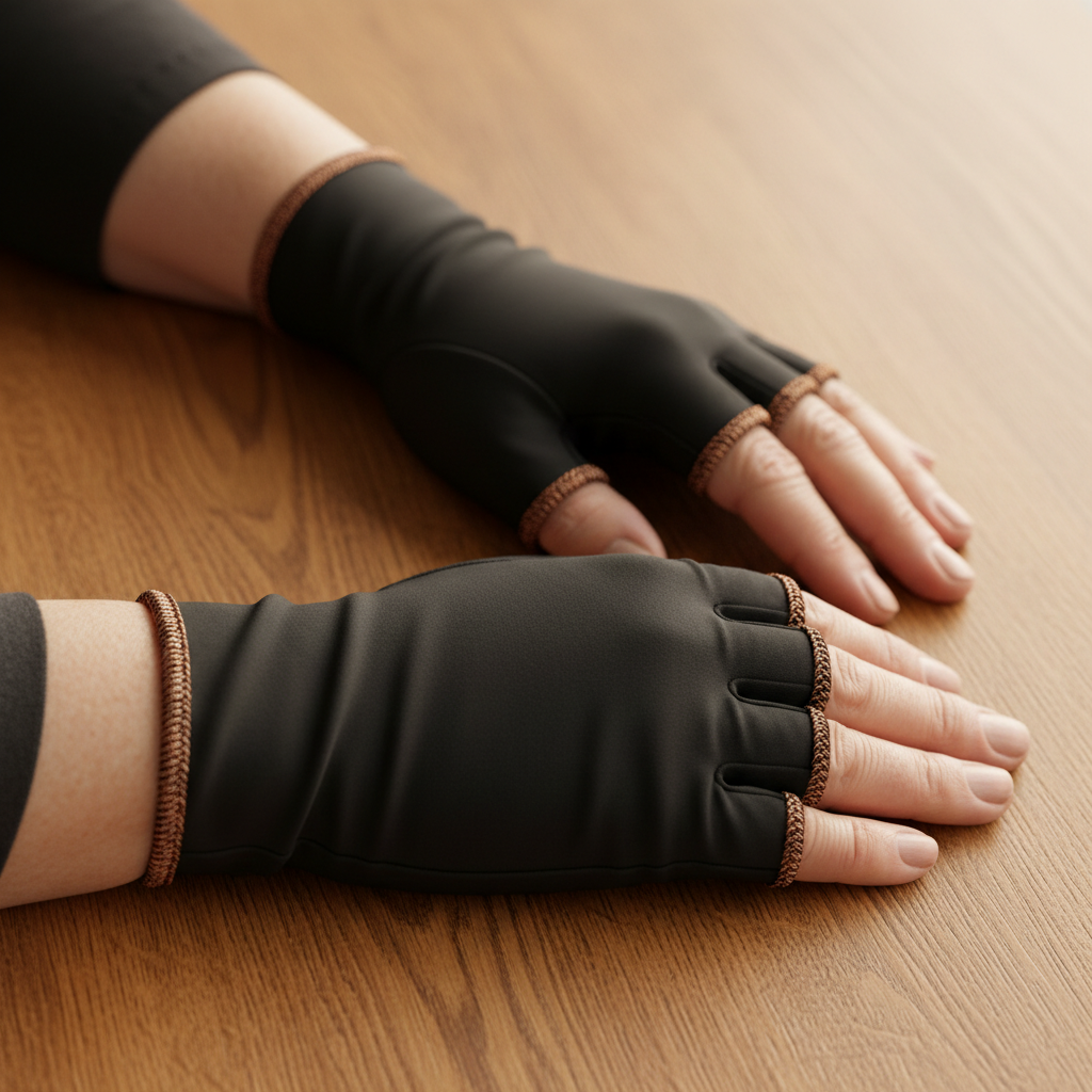 Copper Arthritis Compression Gloves – Fingerless Design for Men & Women
