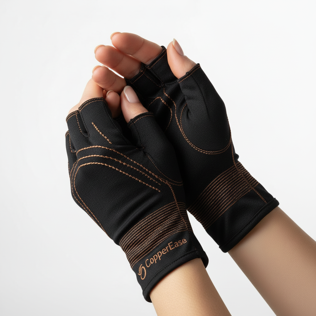 Copper Arthritis Compression Gloves – Fingerless Design for Men & Women
