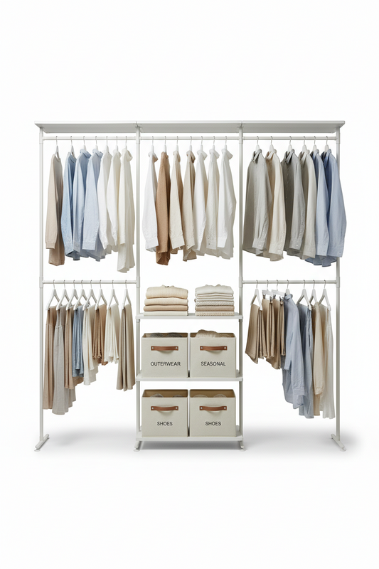 Heavy-Duty Freestanding Clothes Rack – Modular Closet System, 6-Tier